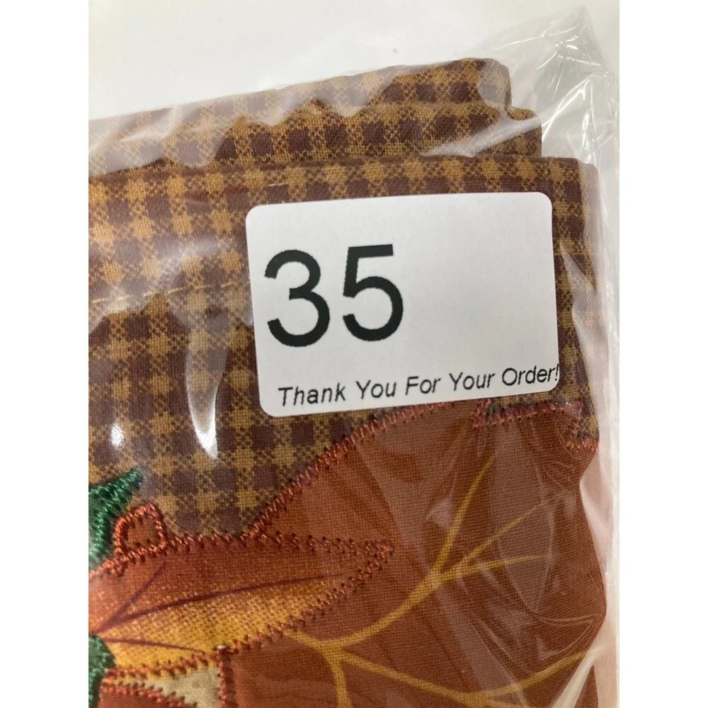 Autumn Fall Leaves Applique Gingham Check Placemat Seasonal Table Decor